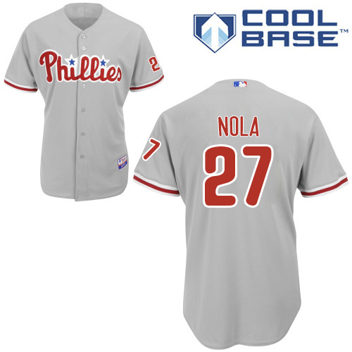 Phillies #27 Aaron Nola Grey Cool Base Stitched Youth MLB Jersey
